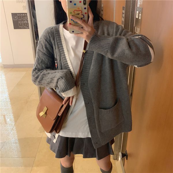 2021 Cute Preppy Style New Fashionable Autumn Sweet Kint Cardigans Cozy Y2k Blouses Gray Neck Cardigan Clothes 1M5J, White;black
2021 Cute Preppy Style New Fashionable Autumn Sweet Kint Cardigans Cozy Y2k Blouses Gray Neck Cardigan Clothes 1M5J, White;black