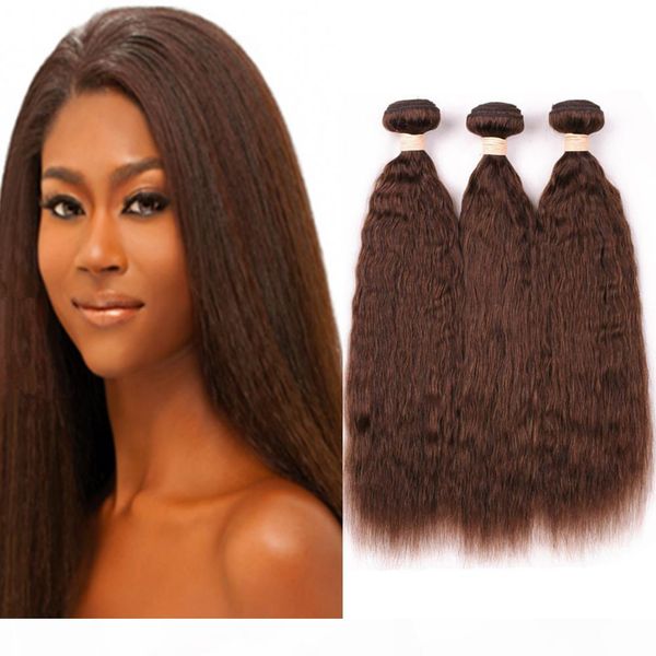 #4 chocolate brown kinky straight peruvian human hair weave bundles 3pcs medium brown human hair weft extensions coarse yaki hair weaves, Black 
#4 chocolate brown kinky straight peruvian human hair weave bundles 3pcs medium brown human hair weft extensions coarse yaki hair weaves, Black