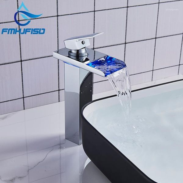 

fmhjfisd chrome led color changing waterfall bathroom faucet vanity sink mixer tap bronze wholesale and retail new torneira1