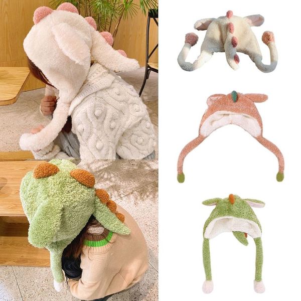 women winter fluffy plush hoodie scarf hat with moving jumping ears funny cartoon dinosaur toy thicken warm earflap cap, Blue;gray
women winter fluffy plush hoodie scarf hat with moving jumping ears funny cartoon dinosaur toy thicken warm earflap cap, Blue;gray