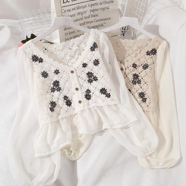 fashion hollow out women blouse sweet patchwork knitted crochet lace long-sleeve chiffon shirt blusa, White
fashion hollow out women blouse sweet patchwork knitted crochet lace long-sleeve chiffon shirt blusa, White