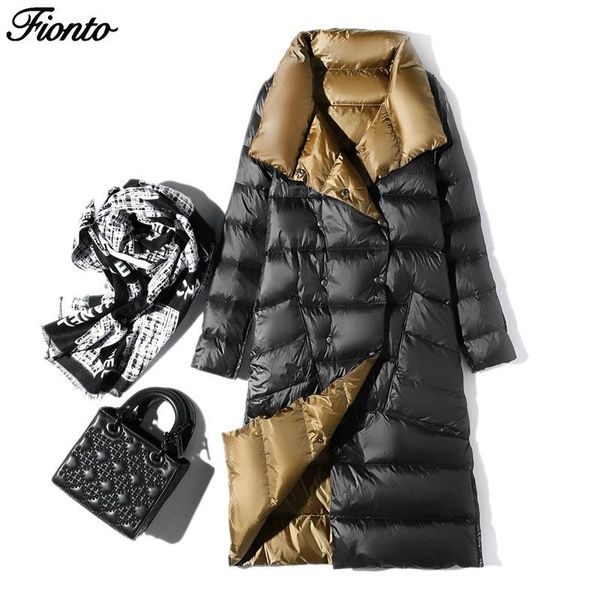 fionto women double sided down long jacket winter turtleneck white duck down coat double breasted warm parkas snow outwear, Black
fionto women double sided down long jacket winter turtleneck white duck down coat double breasted warm parkas snow outwear, Black