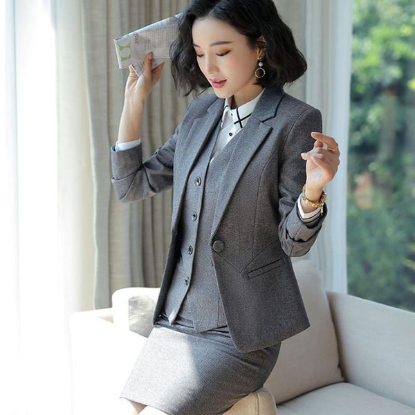 two piece dress formal grey black blazer women business suits work wear office ladies uniforms 2 pieces skirt jacket sets autumn winter, White
two piece dress formal grey black blazer women business suits work wear office ladies uniforms 2 pieces skirt jacket sets autumn winter, White