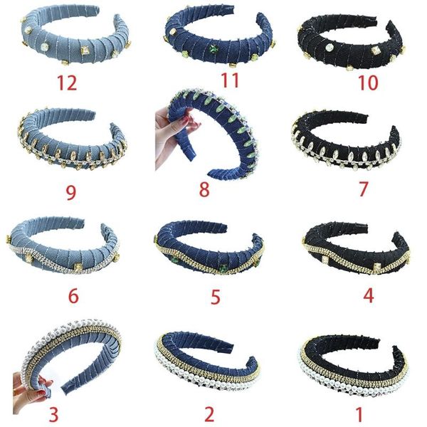 women thick sponge padded headband glitter rhinestone chain winding hair hoop vintage handmade denim cloth wrapped wide bandana
women thick sponge padded headband glitter rhinestone chain winding hair hoop vintage handmade denim cloth wrapped wide bandana