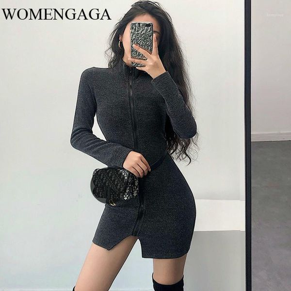 womengaga stand collar zipper split full sleeve tight skinny hip mini womens dress zipper knitting 88t01, Black;gray
womengaga stand collar zipper split full sleeve tight skinny hip mini womens dress zipper knitting 88t01, Black;gray
