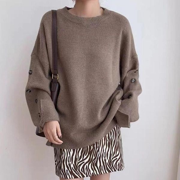 women's sweaters japan and korea women casual fashion hoodie winter loose pullover chic jumpers button decor knitwear sweater, White;black
women's sweaters japan and korea women casual fashion hoodie winter loose pullover chic jumpers button decor knitwear sweater, White;black
