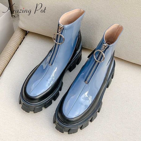 krazing pot sweet fashion mixed colors thick bottom cow leather rock zipper round toe waterproof winter women ankle boots l16 t200425, Black
krazing pot sweet fashion mixed colors thick bottom cow leather rock zipper round toe waterproof winter women ankle boots l16 t200425, Black