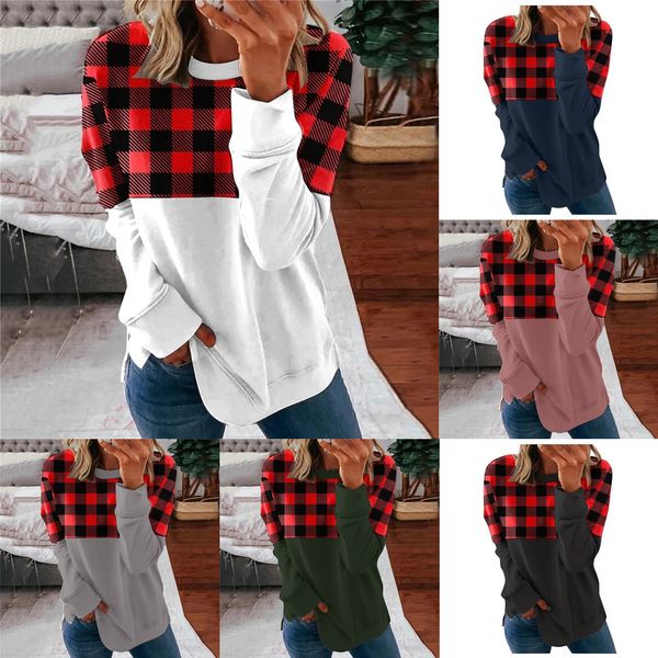 2021 spring autumn women patchwork plaid t-shirt long sleeve round necks fashion loose blouse casual sports home clothes gg11401, Blue;red
2021 spring autumn women patchwork plaid t-shirt long sleeve round necks fashion loose blouse casual sports home clothes gg11401, Blue;red