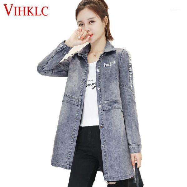 spring autumn new women's denim jacket fashion korean letter students long section bf windbreaker women's clothing slim z1651, Black;brown
spring autumn new women's denim jacket fashion korean letter students long section bf windbreaker women's clothing slim z1651, Black;brown