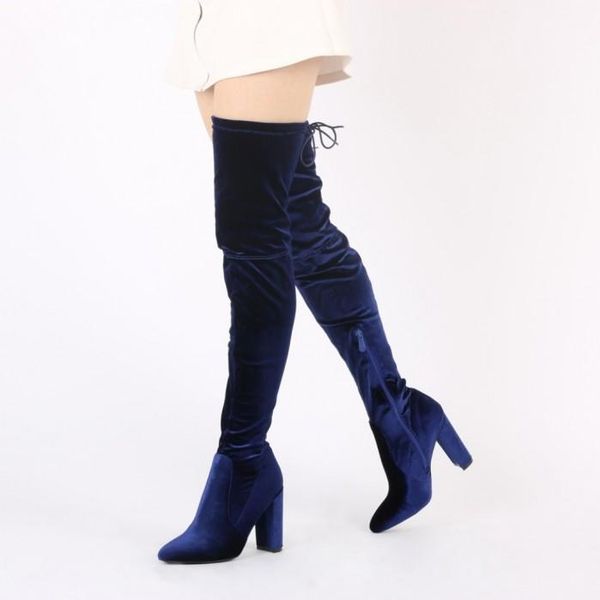 selling royal blue velvet thigh high boots round toe thick heels over the knee boots for woman winter long, Black
selling royal blue velvet thigh high boots round toe thick heels over the knee boots for woman winter long, Black