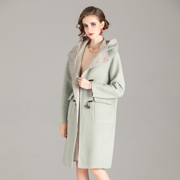 women's wool & blends 2021 autumn and winter double-faced cashmere coat mid-length loose women, Black
women's wool & blends 2021 autumn and winter double-faced cashmere coat mid-length loose women, Black