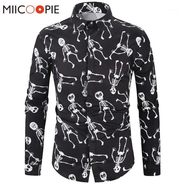 button up long sleeved men shirt dress halloween party skulls printed shirts men dress streetwear casual slim fit camisa hombre1, White;black
button up long sleeved men shirt dress halloween party skulls printed shirts men dress streetwear casual slim fit camisa hombre1, White;black