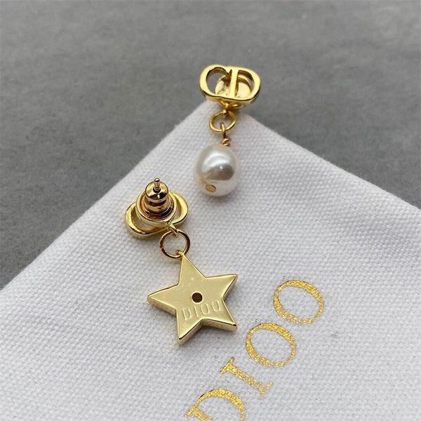 irregular pendant stars full of brilliant diamondss pearl women's earrings, Black