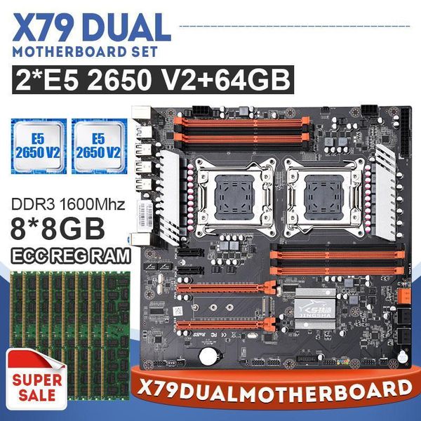 x79 dual cpu motherboard set with 2pcs xeon e5 2650 v2 processor cpu 8*8gb 1600mhz ecc reg memory pci-express x16 sata3.01
x79 dual cpu motherboard set with 2pcs xeon e5 2650 v2 processor cpu 8*8gb 1600mhz ecc reg memory pci-express x16 sata3.01