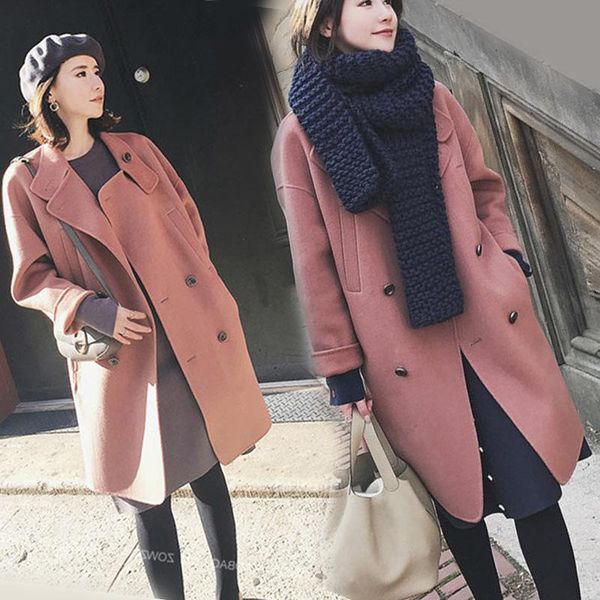 fashion loose long solid women wool coat turn-down double breasted collar women's woolen jacket full sleeve coat and jacket, Black
fashion loose long solid women wool coat turn-down double breasted collar women's woolen jacket full sleeve coat and jacket, Black