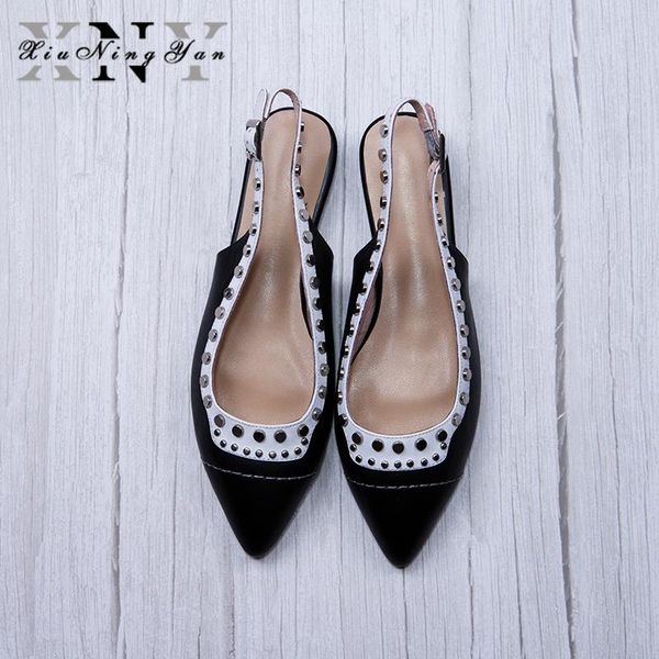 fashion women's pumps slingbacks shoes woman genuine leather rivet pointed toe female single shoes office lady 2020, Black
fashion women's pumps slingbacks shoes woman genuine leather rivet pointed toe female single shoes office lady 2020, Black