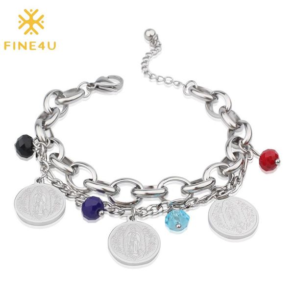 fine4u b266 stainless steel virgin mary blessings rosary bracelet for christian jewelry faceted glass beads charms bracelets, Black
fine4u b266 stainless steel virgin mary blessings rosary bracelet for christian jewelry faceted glass beads charms bracelets, Black
