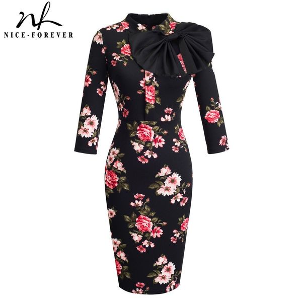 nice-forever vintage elegant floral with black bow work vestidos office business party bodycon women sheath dress btyb244 y200418, Black;gray
nice-forever vintage elegant floral with black bow work vestidos office business party bodycon women sheath dress btyb244 y200418, Black;gray