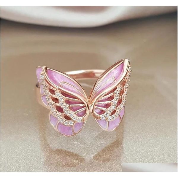 s1292 fashion jewely butterfly ring exquisite diamond zircon enamel colored butterfly lady ring 6tslt, Silver
s1292 fashion jewely butterfly ring exquisite diamond zircon enamel colored butterfly lady ring 6tslt, Silver