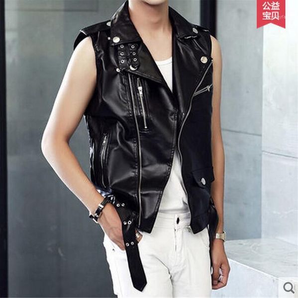men's vests m-xxl 2021 men's clothing zipper pu sleeveless leather vest outerwear motorcycle leahter jacket singer costumes1, Black;white
men's vests m-xxl 2021 men's clothing zipper pu sleeveless leather vest outerwear motorcycle leahter jacket singer costumes1, Black;white