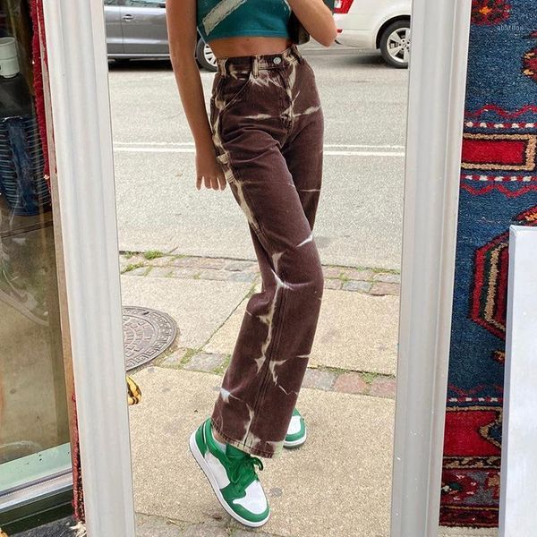 2021 women's straight jeans y2k streetwear new high waist tie dye print casual denim harajuku baggy trouser 90s vintage pants1, Blue
2021 women's straight jeans y2k streetwear new high waist tie dye print casual denim harajuku baggy trouser 90s vintage pants1, Blue