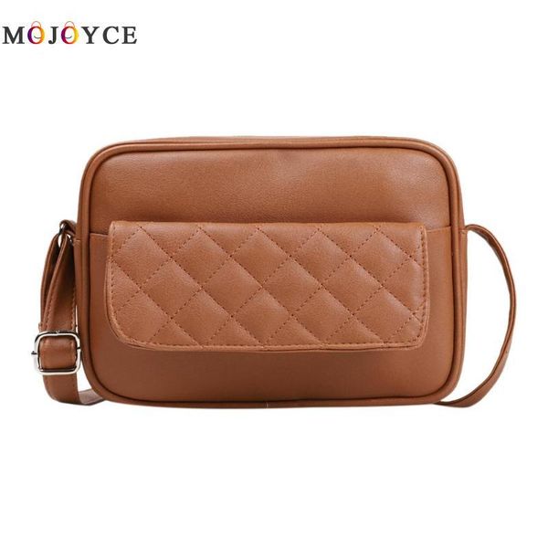 new fashion solid color crossbody bags shoulder handbags lattice pu leather women messenger bag