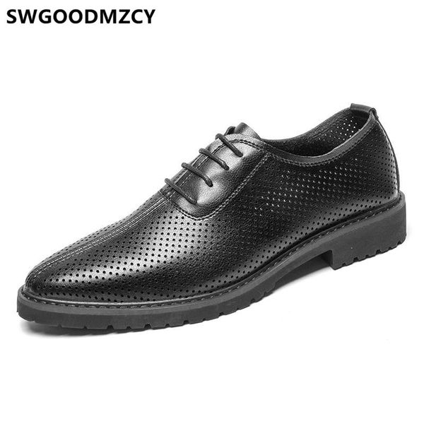 business shoes men formal party shoes men classic italian brand classic coiffeur venting hole wedding dress ayakkabi, Black