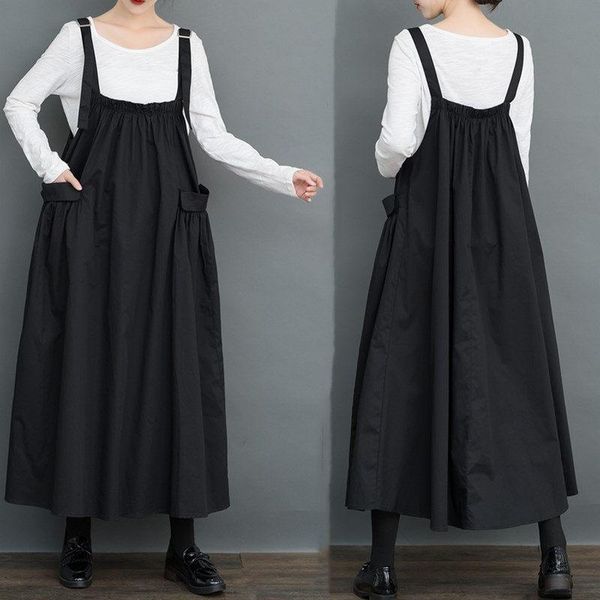 black suspender dress 2020 autumn new all-match large size dress fold stitching mid-length sleeveless casual overall k1293, Black;gray
black suspender dress 2020 autumn new all-match large size dress fold stitching mid-length sleeveless casual overall k1293, Black;gray