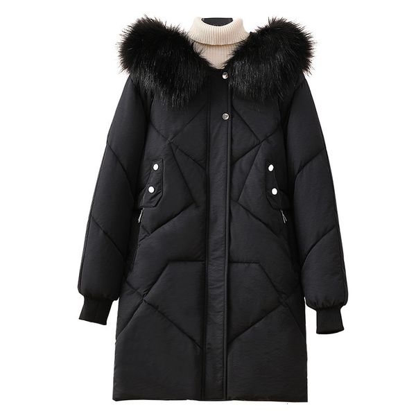 winter jacket parka loose thick down cotton women's cap and large hair collar bread clothes 8902, Black
winter jacket parka loose thick down cotton women's cap and large hair collar bread clothes 8902, Black