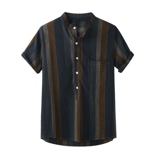 k blouse polyester men's casual loose short sleeve striped print button down shirt summer top, White;black
k blouse polyester men's casual loose short sleeve striped print button down shirt summer top, White;black
