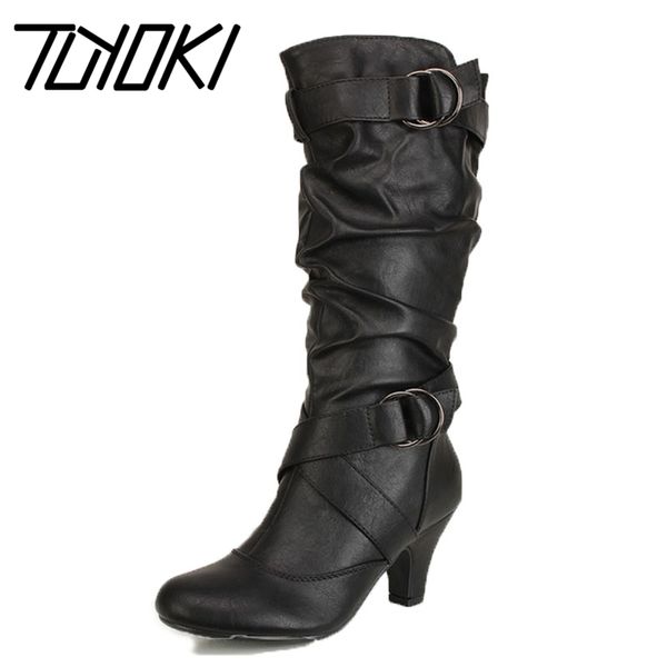tuyoki size 34-43 fashion mid calf boots women cross strap buckle winter shoes women's concise slip on high heels boots, Black
tuyoki size 34-43 fashion mid calf boots women cross strap buckle winter shoes women's concise slip on high heels boots, Black