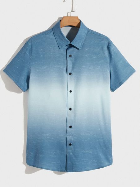 men ombre print button front shirt b9jg#, White;black 
men ombre print button front shirt b9jg#, White;black