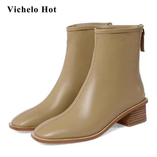 boots vichelo work genuine leather classics korean street square toe thick med heel back zipper daily wear ankle l30, Black
boots vichelo work genuine leather classics korean street square toe thick med heel back zipper daily wear ankle l30, Black