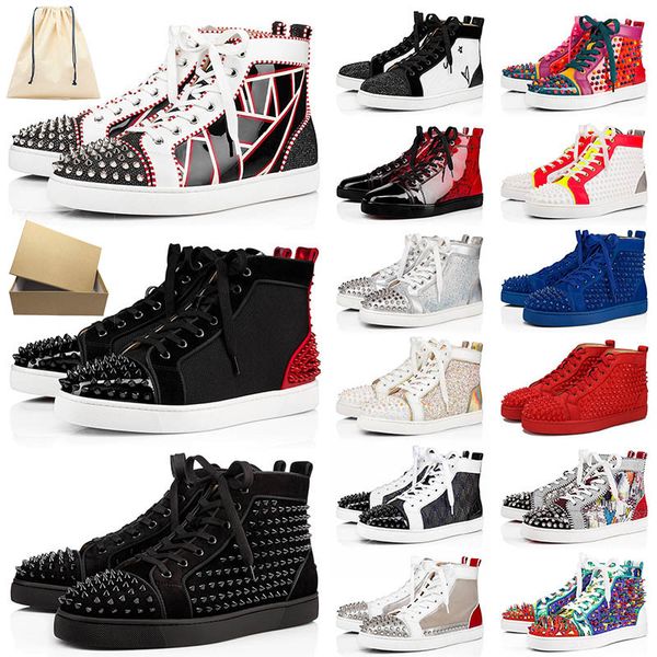 with box red bottoms mens womens designers shoes platform sneakers luxurys junior spikes red bottom casaul shoes loafers trainers size us 13, Black
with box red bottoms mens womens designers shoes platform sneakers luxurys junior spikes red bottom casaul shoes loafers trainers size us 13, Black
