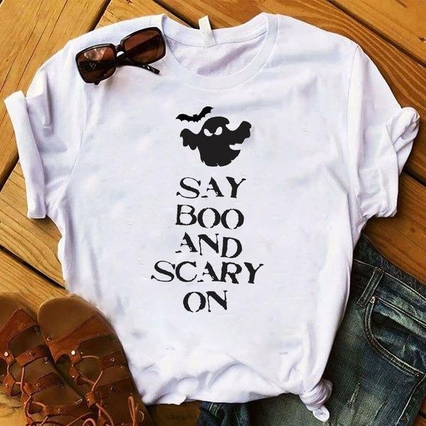women lady t shirt say boo and scary on halloween printed tshirt ladies tee shirt women female clothes graphic t-shirt, White
women lady t shirt say boo and scary on halloween printed tshirt ladies tee shirt women female clothes graphic t-shirt, White