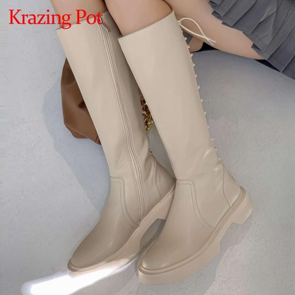 boots krazing pot genuine leather round toe med heel winter shoes cross-tied korean street pretty girls dating knee-high l02, Black
boots krazing pot genuine leather round toe med heel winter shoes cross-tied korean street pretty girls dating knee-high l02, Black