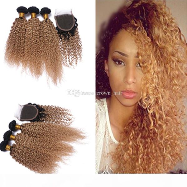 dark root brazilian ombre human hair #1b 27 kinky curly hair bundles weaves with lace closure middle three part 4pcs lot, Black
dark root brazilian ombre human hair #1b 27 kinky curly hair bundles weaves with lace closure middle three part 4pcs lot, Black