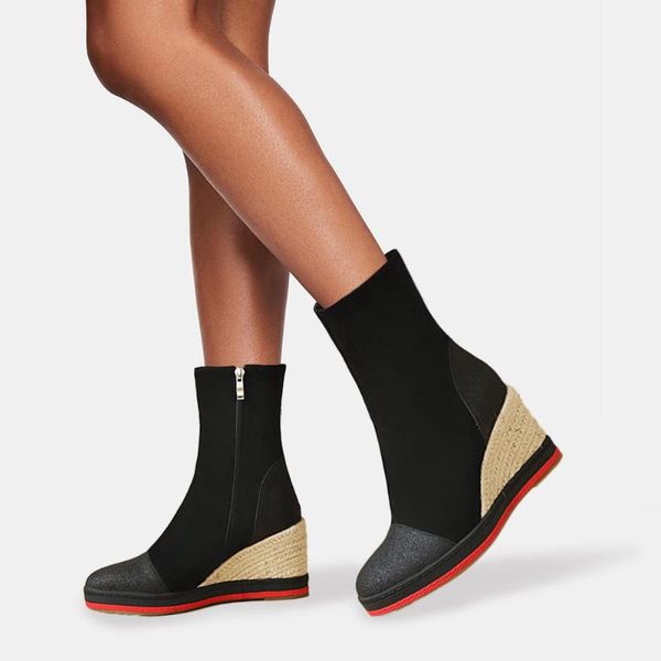 great quality exquisite plus size 44 wedges high heels platform patchwork winter sock boots shoes women footwear, Black
great quality exquisite plus size 44 wedges high heels platform patchwork winter sock boots shoes women footwear, Black