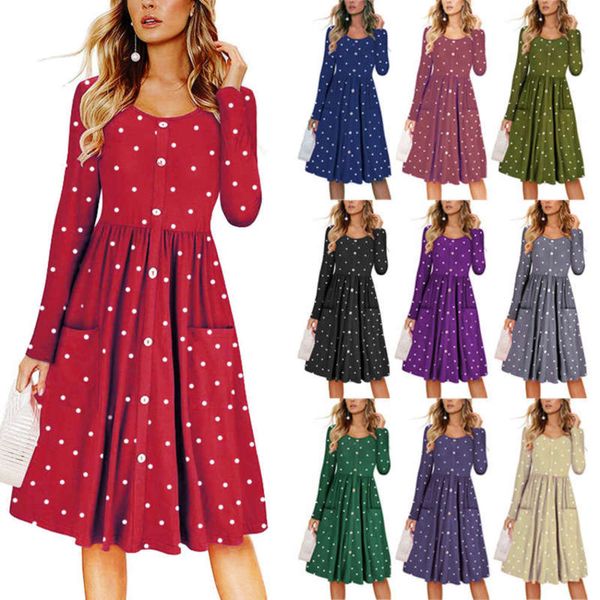 button round neck 2019 waist women's pocket printed skirt high end long sleeve oversized dress, Black;gray
button round neck 2019 waist women's pocket printed skirt high end long sleeve oversized dress, Black;gray
