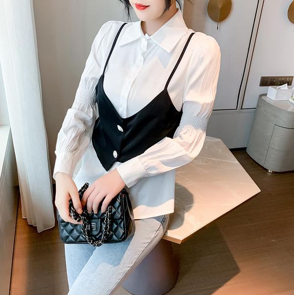 spring white shirt lady wind fake two pieces splicing chiffon blouse and shirts long sleeve slim womens clothes harajuku
spring white shirt lady wind fake two pieces splicing chiffon blouse and shirts long sleeve slim womens clothes harajuku