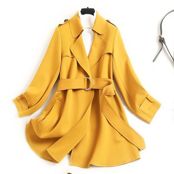 lady office for spring/autumn yellow turn-down collar belt adjustable waist korean clothes women trench coat, Tan;black
lady office for spring/autumn yellow turn-down collar belt adjustable waist korean clothes women trench coat, Tan;black