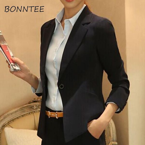 blazers women solid long sleeve office ladies coat single button pockets slim elegant korean style womens outwear trendy daily, White;black
blazers women solid long sleeve office ladies coat single button pockets slim elegant korean style womens outwear trendy daily, White;black