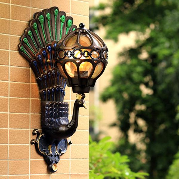 american retro peacock open screen design outdoor wall lamp european aluminum waterproof brown glass ball led e27 corridor light
american retro peacock open screen design outdoor wall lamp european aluminum waterproof brown glass ball led e27 corridor light