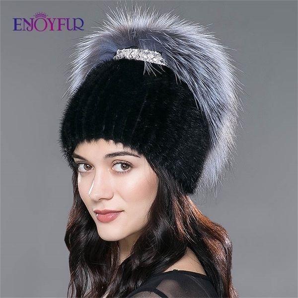 enjoyfur women winter hats knitted real mink silver fox caps female russian warm beanies good women's fur hat y201024, Blue;gray
enjoyfur women winter hats knitted real mink silver fox caps female russian warm beanies good women's fur hat y201024, Blue;gray