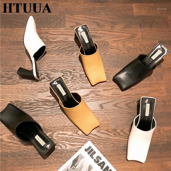 htuua 2020 new autumn mules shoes brand designer women slippers slip on mule square high heels slides casual footwear sx41441, Black
htuua 2020 new autumn mules shoes brand designer women slippers slip on mule square high heels slides casual footwear sx41441, Black