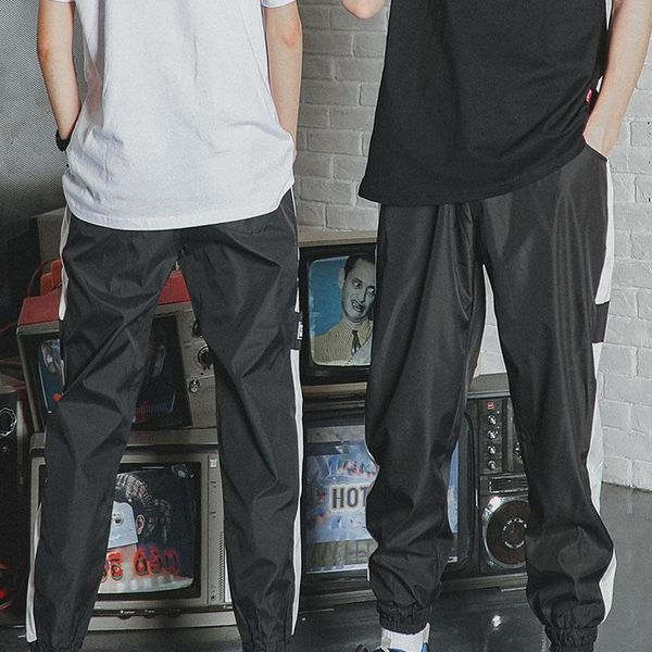 sweat-pants loose joggers pocket-side patchwork hip-hop ankle-length trousers cargo-pants, Black
sweat-pants loose joggers pocket-side patchwork hip-hop ankle-length trousers cargo-pants, Black