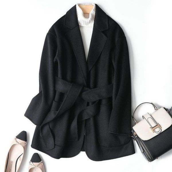 women's wool & blends mozuleva black color with belt double sided cashmere coat korean simple soft style woolen for winter
women's wool & blends mozuleva black color with belt double sided cashmere coat korean simple soft style woolen for winter