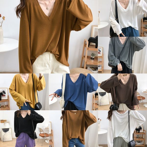 loose slouchy round neck v-neck long sleeve t-shirt women's fall 2020 korean version coat t-shirt versatile show thin solid color tr, White
loose slouchy round neck v-neck long sleeve t-shirt women's fall 2020 korean version coat t-shirt versatile show thin solid color tr, White