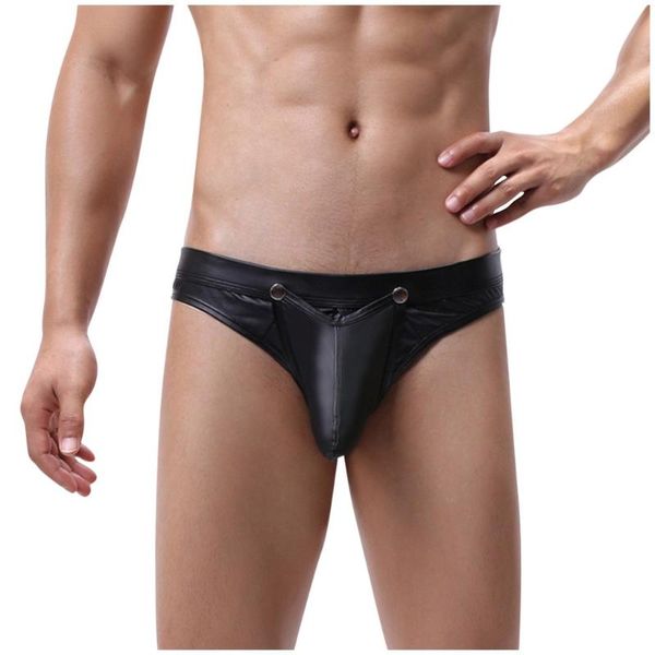 underpants men's low waisted opening imitation leather underwear comfortable man briefs ropa interior, Black;white
underpants men's low waisted opening imitation leather underwear comfortable man briefs ropa interior, Black;white