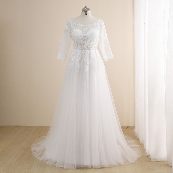 2021 new exquisite lace wedding es plus size scoop neck long sleeves applique see-through a line big women bridal 5r13, White
2021 new exquisite lace wedding es plus size scoop neck long sleeves applique see-through a line big women bridal 5r13, White